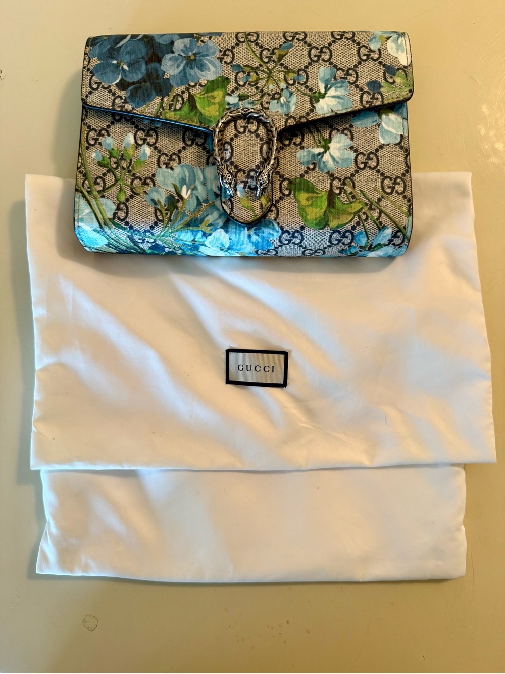Gucci Blue and Green Floral blooms GG Supreme Dionysus Wallet